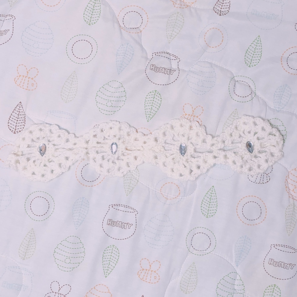 Crochet Tieback Headband with rhinestones